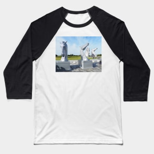 the Kelpies jigsaw puzzle , Helix park, Falkirk jigsaw Baseball T-Shirt